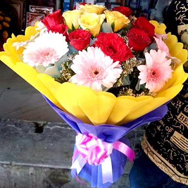 send roses n gerberas bouquet  delivery